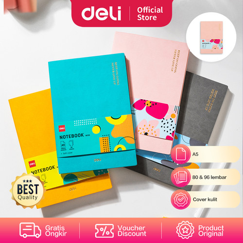 Deli Leather Cover Notebook Buku Catatan Sampul Kulit Pastel A5 EN13XL