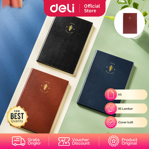 Deli Leather Cover Notebook Buku Catatan Agenda Sampul Kulit A5 EN116L