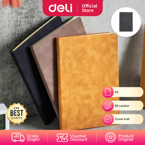 Deli Leather Cover Notebook Buku Catatan Agenda Sampul Kulit A5 EN114L