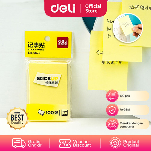 Deli Sticky Notes / Memo Tempel Kertas Penanda 70 GSM 100 Lembar 9075