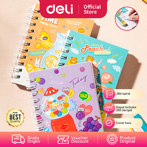 Deli Spiral Notebook / Buku Tulis Catatan Mini A7 60 80 Lembar EN01X