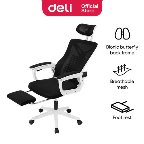 Deli Office Chair / Kursi Kantor Kerja Jaring dan Sandaran Kaki E4935