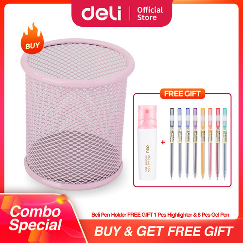 COMBO SUPER HEMAT (Deli Pen holder, Highlighter, Gel pen)