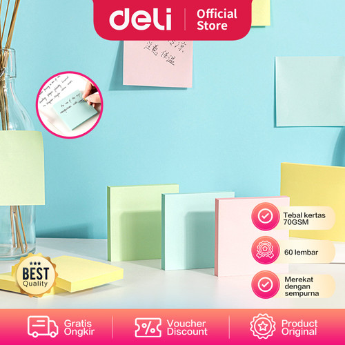 Deli Sticky Notes / Memo Tempel 8 CM Warna Warni 600 Lembar 21750