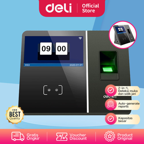 Deli Attendance Machine / Mesin Absensi 3in1 Deteksi Muka E17350