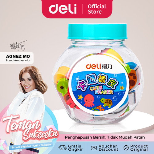 Deli School Eraser / Penghapus Buah dan Binatang Lucu isi 20 7533