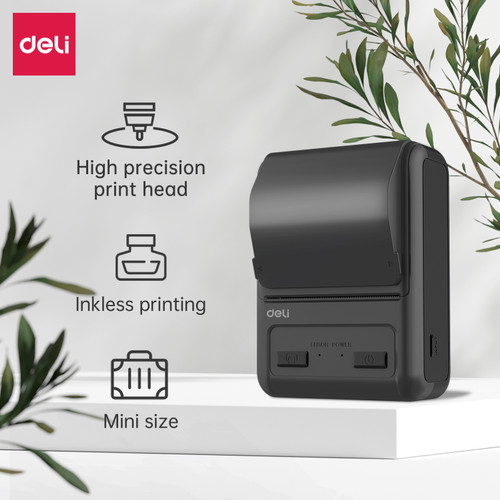 Deli Portable Thermal Printer/Pencetak Struk Kasir Inkless E200P