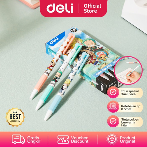 Deli Pulpen Cetek Semi Gel 0.5mm Edisi One Piece Isi 12pcs/box CQ30-BK