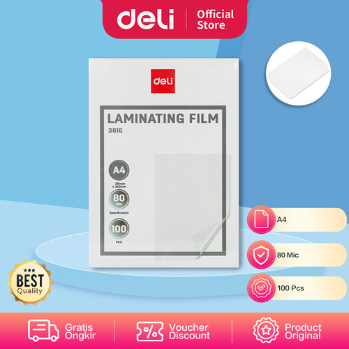 Deli Laminator Film Plastik Laminating Laminasi Film A4 100 PCS E3816