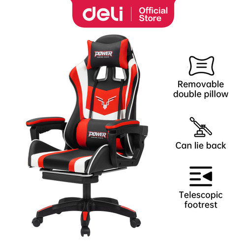 Deli Gaming Chair / Kursi Gaming Kualitas Premium Double Pillow E4927