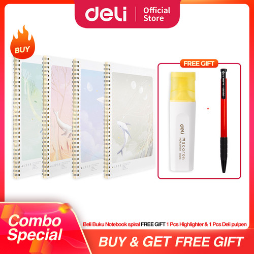 [COMBO SUPER HEMAT] Deli Spiral Notebook / Buku Tulis A5 B5