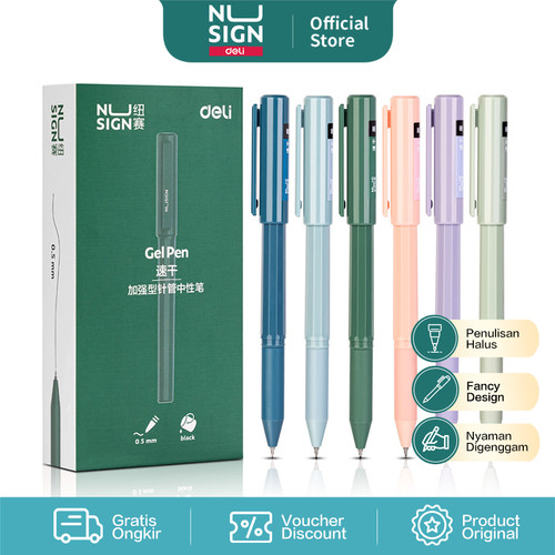 Deli Nusign Gel Pen / Pulpen Gel 0.5mm Tinta Hitam Desain Elegan NS574