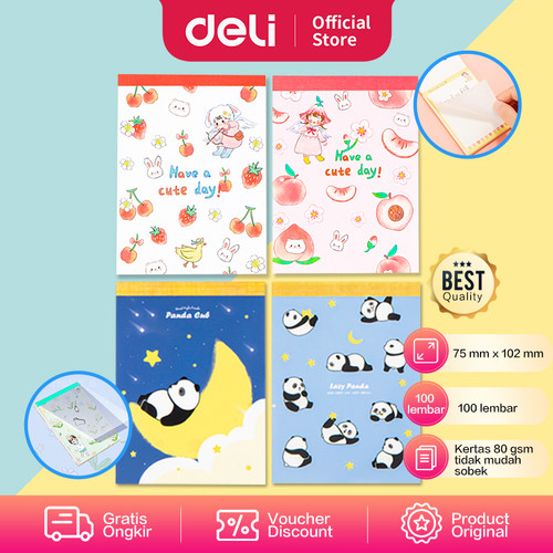 Deli Cute Note Pad / Buku Memo Lucu 100 lembar 80gsm 21763