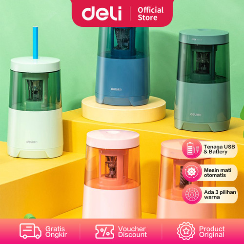 Deli Electric Pencil Sharpener/Rautan Pensil Otomatis Pisau Baja 71204