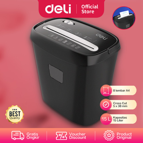 Deli Paper Shredder / Penghancur Kertas Kapasitas 8Lbr Otomatis E9947