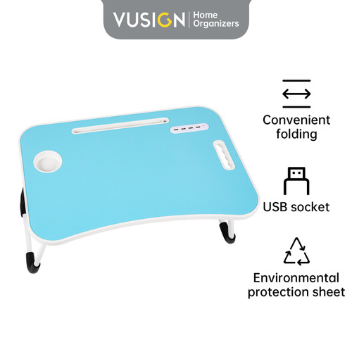 Deli Vusign Folding Table Meja Belajar Laptop Lipat w/ USB Port VS86X