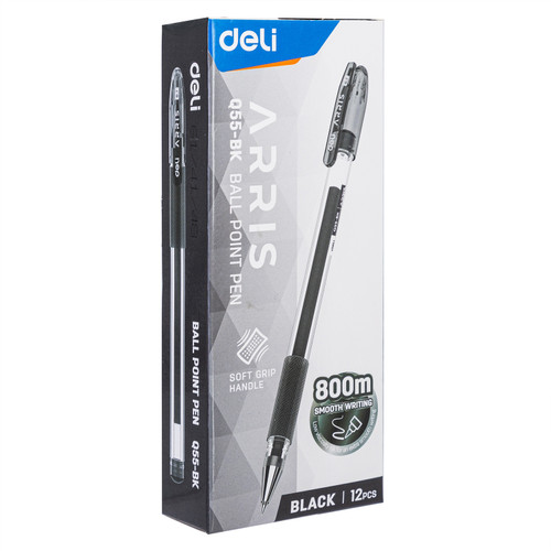 Deli Ballpoint Pen / Pulpen 0.7mm Tinta Hitam/Biru Sampai 400m EQ55