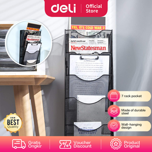 Deli Hanging Magazine Rack / Rak Koran Gantung 7Slot Dari Besi KK2667A