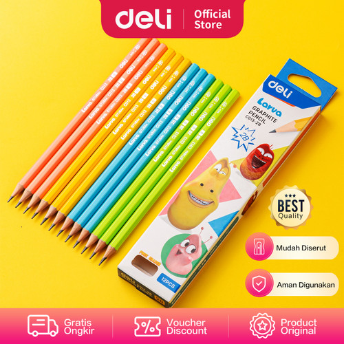 Deli Larva Graphite Pencil / Pensil Kayu HB/2B Isi 12pcs/box EC013