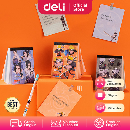 Deli Sticky Pad / Mini Notes 75 Lembar Design Naruto Kertas 80g 21758