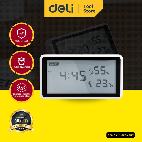 Deli LCD Detectors / Jam Meja LCD Digital Dengan Tampilan Suhu DL33600