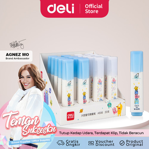 Deli Erasable Pen / Penghapus Pulpen Ujung Miring Tidak Beracun A936