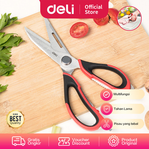 Deli Kitchen Scissors/Gunting Dapur Multifungsi 225mm PisauTajam 77770