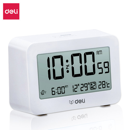 Deli Alarm Clock / Jam Meja Alarm Dengan Suhu Tanggal Lampu 8839