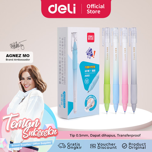 Deli Erasable Pen / Pulpen Bisa Dihapus Penulisan Halus Random A660