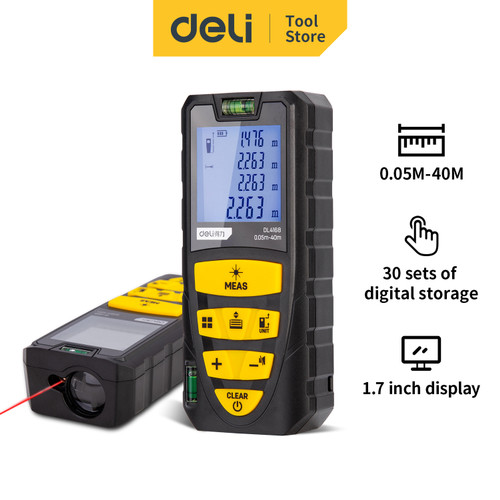 Deli Laser Rangefinders/Meteran Laser Digital 40/60/80/100 m DL331040