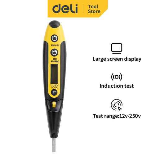 Deli Digital Test Pen / Tespen Digital 12-250VAC/DC 14 cm DL8005