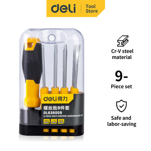 Deli Screwdriver Sets /Set Obeng 9 Pcs Chrome vanadium DL636009