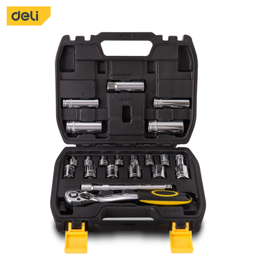 Deli Socket Sets /Set Kunci Sok 21 Pcs Chrome vanadium 50BV30 DL1021T