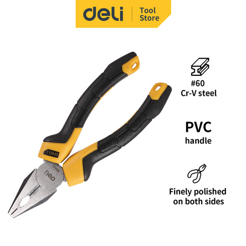 Deli Linesman Pliers/Tang Kombinasi 6/7/8 inch 55# PVC Handle DL200X