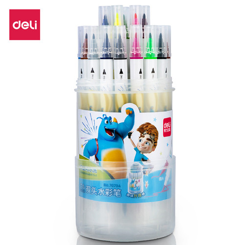 Deli Felt Pen / Spidol Dengan 2 Ujung Kuas Dan Pensil 70734