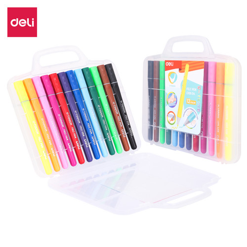 Deli Felt Pen / Spidol 12/24 Warna Terang Nyaman Digenggam EC106X4