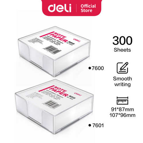 Deli Memo Paper / Kertas Memo 300Lmbr Warna Putih, Kemasan Kotak 760X