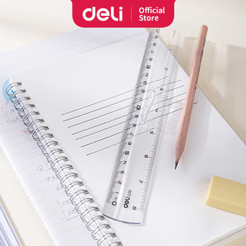 Deli School Drafting/Penggaris Transparan 20cm Dengan Pegangan EG01612