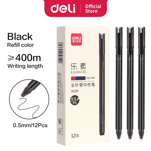 Deli Gel Pen Pulpen Gel warna Hitam 0.5mm A120