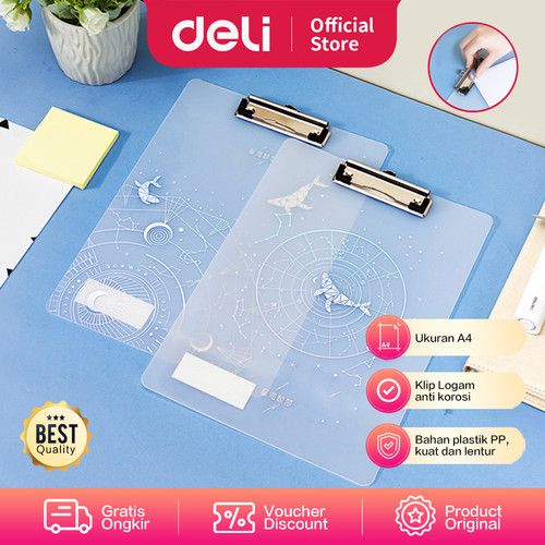 Deli Vertical Clipboard Papan Jalan A4 Bahan Plastik PP 72603