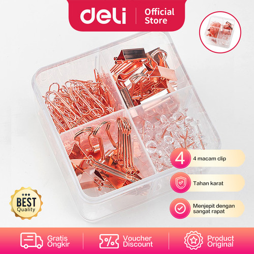 Deli office combination paper clip binder clip and Push Pin 78551