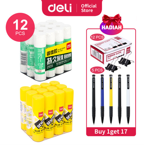 Deli Glue Stick/Lem Stick 8/9/15gr Berhadiah 17pcs Item 7101Z EA20XX0