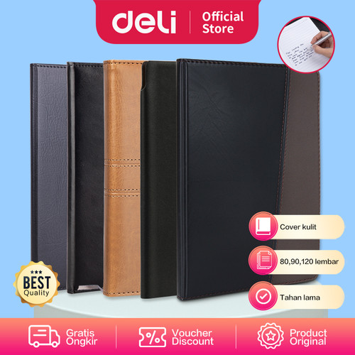 Deli Business Notebook Leather Cover 25K Buku Catatan Bahan Kulit 7911