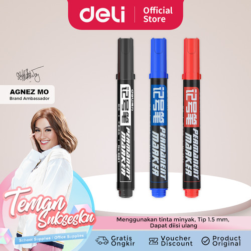 Deli Spidol 10pcs/Kotak,Tinta Minyak,Tidak Mudah Pudar 6881