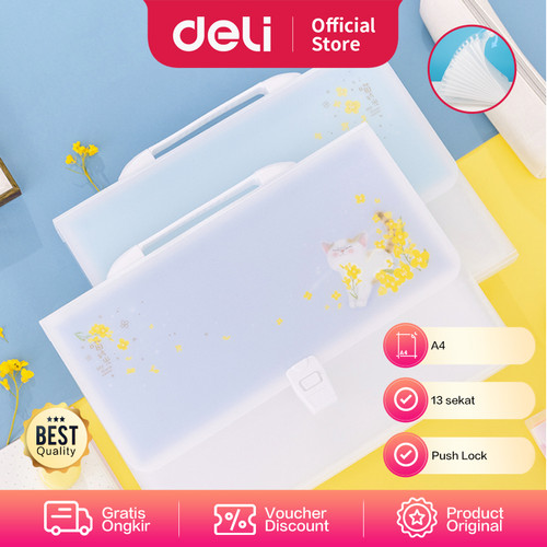 Deli Expanding File Plastik untuk kebutuhan sekolah pelajar 72579