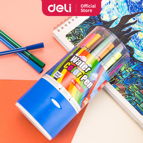 Deli felt Pen Lembut,36 Warna ,Mudah Dibersihkan Dengan Air 70686