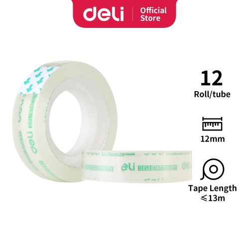 Deli isolasi /cellotape untuk sekolah 12 mmx14y *38um 12pcs/Rol 30011