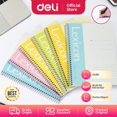 Deli Loose-Leaf Buku Notebook spiral A5 60 lembar 7683