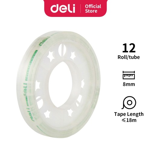 Deli isolasi /cellotape untuk sekolah 8 mmx20y 12pcs/Rol 30000