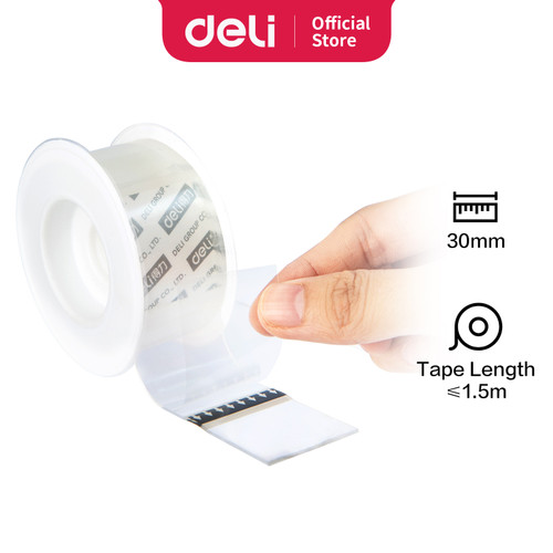 Deli Doble tape transparan 3cmx1.5m/1mm bau tidak menyengat 33605